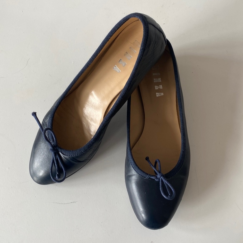 Kinza Navy Ballet Flats made in Italy